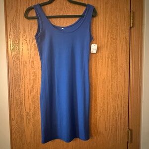 Blue Ribbed Bodycon Sleeveless mini Dress- small- NWOT